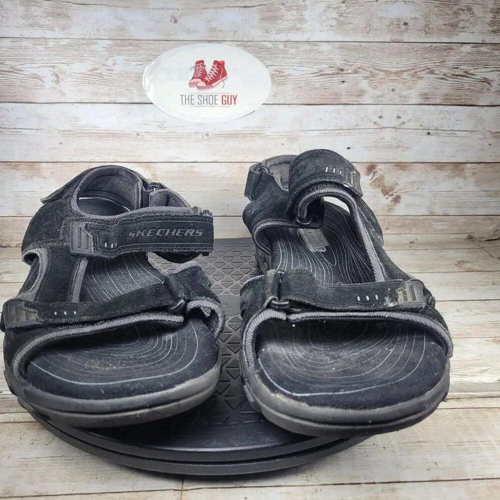 Skechers Sandals Men's Size 11 Black Suede Garver Alec Adjustable Straps Comfort